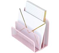 BLU MONACO Pink Metal Mesh Letter Sorter - 3-Slot Mail Organizer for Desk, Office & Home - Space-Saving Vertical Mail Holder for Envelopes, Documents & Files - Stylish Desk Organizer