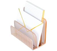 BLU MONACO Rose Gold Metal Mesh Letter Sorter | 3-Slot Vertical Mail Organizer for Desk, Office and Home | Compact Mail Holder for Envelopes, Documents and Files | Modern Desktop Organizer