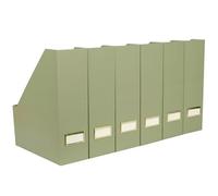 BLU MONACO Set of 6 Foldable Magazine File Holders in Earth Green with Label Holders