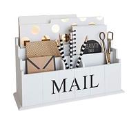 Blu Monaco White Wooden Mail Organizer - 3 Tier White Desk Organizer - Rustic Country Mail Sorter - Kitchen Counter Organizer Mail Holder