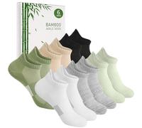 Blu Ninfee Bamboo Trainer Socks Womens 3-5, Ladies Ankle Running Socks Breathable Short Sports Socks, Gifts for Women Girls Summer, 6Pairs, Multipack