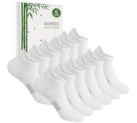 Blu Ninfee Bamboo Trainer Socks Womens 6-8, Ladies Ankle Running Socks Breathable Short Sports Socks, Gifts for Women Girls Summer, 6Pairs, White