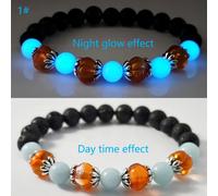 (Blu-ray) Halloween pop glow-in-the-dark pumpkin glass bracelet volcanic stone beads simple and versatile luminous hand ornament