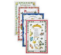 BLU RITMO Cotton Kitchen Towels Made in Italy 55x85 cm - Flavour - 4 Pieces
