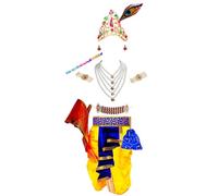 BLU VAPOUR Krishna Dress for kids set of 12 Items, Dhoti, bansuri, kundal, kamarbandh, Maharaja haar, kanthi mala, Bandhani, mukut, morpankh, patka, velvet pouch M15-PPK (2-3 years, Yellow)