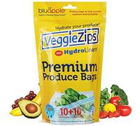 Bluapple VeggieZips Premium Produce Storage System - 20 Piece Set, 10 Food Saver Bags + 10 HydroLiners, Keep Produce Fresh Longer, Washable & Reusable Bags with Humidity Control for Fruit & Vegetables