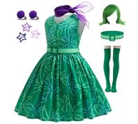 bluaqua Freude Joy Disgust Dress Costume Fancy Dress for Children Girls Size 2-10 Years (Disgust, 130)