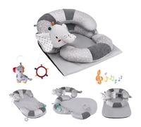 Blublu Park 3-in-1 Tummy Time Mat and Seated Support Pillow for Infant, Sit Me Up Floor Seat with Detachable Support Pillow to Prevent Reflux, Portable Playmat for Newborn Boys and Girls (Grey)