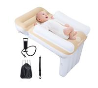 Blublu Park Airplane Bed for Toddlers, Toddler Travel Bed for Kids, Airplane Seat Extender with High Sides, Portable Inflatable Beds Fits Seat of Flight, Car, Train (Cream)