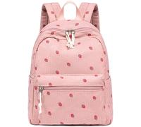 Bluboon Mini Backpacks for Girls 15" Toddler Backpack Purse School Bookbag Kawaii Backpack Women, Corduroy Pink Strawberry, S