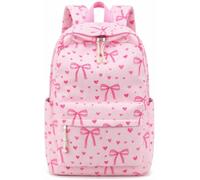 Bluboon School Backpack for Teen Girls Bookbags Elementary High School Corduroy Laptop Bags Women Travel Daypacks, Bowknot 239 Pink, 15.6-Inch, School