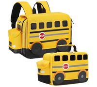 Bluboon Toddler Backpack Boy Preschool School Bus Bookbag Kindergarten 3D Daycare Bags with Insulation Lunch Box, Yellow Black, M, School