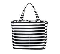 Bluboon Waterproof Beach Tote Pool Bags for Women Ladies Extra Large Carry On Bag With Wet Compartment for Weekender Travel, Black White Stripes-q, XL