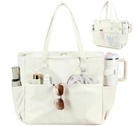 Bluboon Waterproof Beach Tote Pool Bags for Women Ladies Extra Large Carry On Bag With Wet Compartment for Weekender Travel, New White, XL, 2032beach Bag