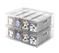 BluBrk Trading Card Storage Box - Clear Top Loader Storage, Holds 6200+ Cards, Acrylic Card Case, Bulk Storage Fits for Baseball & Sports Cards, Toploaders, Magnetic Holders, MTG/TCG（2-Pack）
