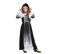 Blucielo Halloween Costume Girls Skeleton Children's Costume Skeleton Costume Cosplay for Children Halloween Carnival Fancy Dress Theme Party (140-150 cm)