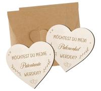 Bluckincle Godfather Godmother Questions Gift Heart Shape Wooden Greeting Card Pregnancy Announcement Ideas Would You Like to Become My Godmother / Would You Like to Become My Palenonkel