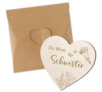 Bluckincle Pregnancy Announcement Sister Become Heart Shape Wooden Greeting Card Pregnancy Announcement Pregnancy Surprise - Du Wirst Sister