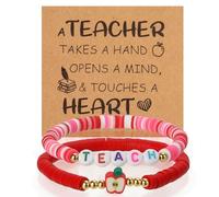 Bluckincle Teacher Bracelet Appreciation Inspirational Graduation Gifts, Teacher Bracelet 1pcs-red, no gemstone