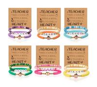 Bluckincle Teacher Bracelet Appreciation Inspirational Graduation Gifts, Teacher Bracelet 6pcs-Color-mixed, no gemstone