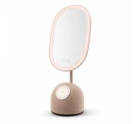 BluCore 4-in-1 LED Makeup Mirror with Bluetooth Speaker& wireless charger in Beige