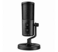 Blucore Black Usb Condenser Microphone With Adjustable Desktop Stand And Headphone Monitoring