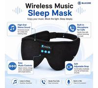 Blucore Black Wireless Music Sleep Mask With Built-In Speakers And Microphone