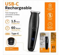 Blucore Cordless Hair Clipper - Usb-C Fast Charge，led Battery Display In Black BLACK
