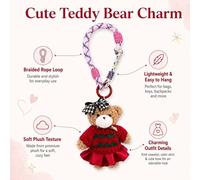 BluCore Cute Teddy Bear Bag Charm Plush Bear Pendant with Red Outfit | Size: 30 cm BluCore Multicolor 30 cm