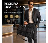 BluCore Large Checkered PU Leather Travel Duffle Bag in Black BluCore Black One Size