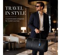 BluCore Luxury Woven PU Leather Travel Duffel classic weekend Bag in Black BluCore Black One Size
