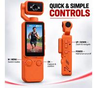 Blucore Orange Handheld Vlogging Camera With Rotating Lens
