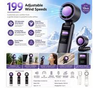 Blucore Portable Handheld Fan, Foldable Desk Fan With Cooling Plate, 100 Adjustable Speeds, Led Digital Display, Rechargeable