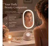 Blucore Smart Makeup Mirror 360 Rotating 3-In-1 Led With Bluetooth Speaker In Beige Beige