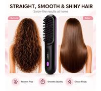 BluCore Wireless Smart Hot Brush Hair Straight & Style Comb in Pink