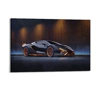 BLUDUG Cars Lamborghini Sian Black And Gold 5k Poster Print Abstract Farmhouse Gallery Aesthetic Room Decor for Bedroom Bathroom Frame-style 08x12inch(20x30cm)