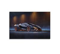 BLUDUG Cars Lamborghini Sian Black And Gold 5k Poster Print Abstract Farmhouse Gallery Aesthetic Room Decor for Bedroom Bathroom Unframe-style 08x12inch(20x30cm)