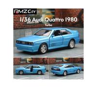 (Blue) 1/36 Audi Quattro Toy Car Model RMZ CiTY Miniature Free Wheel Pull Back Doors Openable Diecast Metal