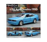 (Blue) 1/36 Audi Quattro Toy Car Model RMZ CiTY Miniature Free Wheel Pull Back Doors Openable Diecast Metal