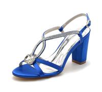 Blue,10 UK,Women Peach Shoes High Heel Pumps Sandals Summer Ankle Strap Elegant Classic Wedding Dress Shoes