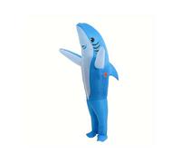 (Blue, 100-145) 2 Sizes, Cute Unique Standing Shark Design Inflatable Suit, Halloween Christmas Play Inflatable Costume Props