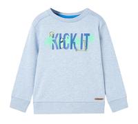 vidaXL Kids' Sweatshirt Blue Melange Cotton-blend Pullover Monogram Fleece-lined Size 104 (Ages 3-4)