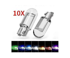 (Blue) 10pcs W5W 194 T10 LED Bulbs Glass Housing Cob 6000k White Green Blue Red License Plate Light