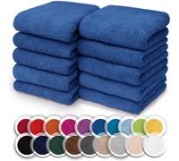 (Blue) 10x Face Cloth 100% Egyptian Cotton Soft Flannels Washcloths High Absorbent Face Towels
