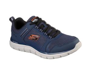 (Blue, 11 (Adults')) Skechers Track Knockhill Leather Men's Navy/Orange Trainers