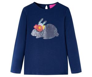 (blue, 116 (5-6y)) Kids' T-shirt with Long Sleeves Children's T Shirt Tee Top Glittering Rabbit