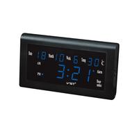 (Blue) 12/24 Hours Desktop Clock Big Number Lcd Display Temperature Date Week Month Table Clock