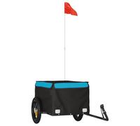 (blue, 120 x 54 x 44 cm) vidaXL Bike Cargo Trailer Bike Carriage Bicycle Wagon Trailer with Flag Iron