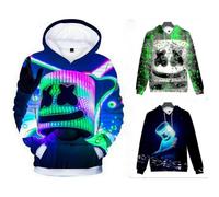 (Blue, 140cm(7-8Years)) Kids Marshmello Neon Dj 3d Printed Hoodies Sweatshirt Coat Pullover