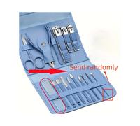 (Blue) 16pcs Premium Stainless Steel Manicure And Pedicure Set Including Nail Clippers, Scissors, Ear Pick, And Travel Essential Set